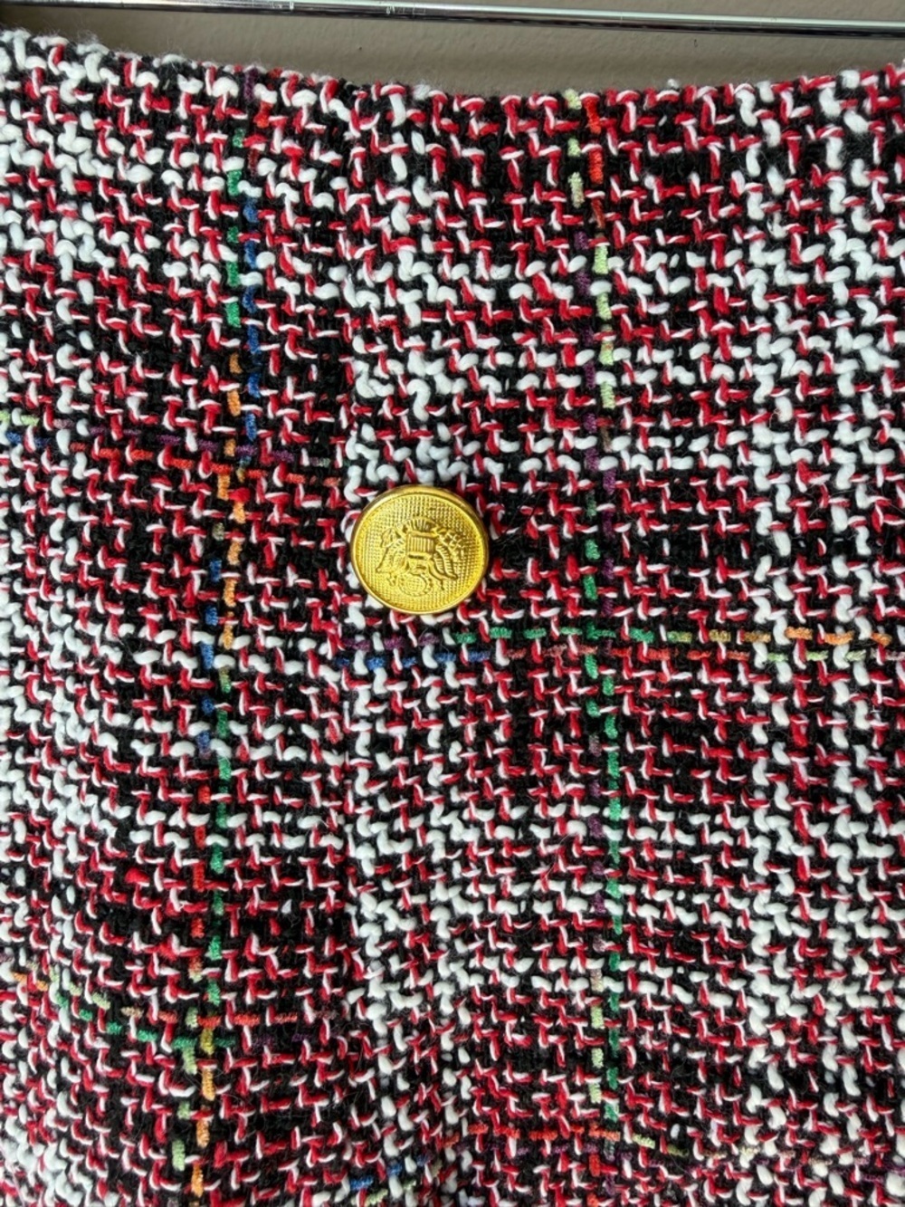 PrettyLittleThing Red Tweed Button Mini Skirt - Picture 2 of 4